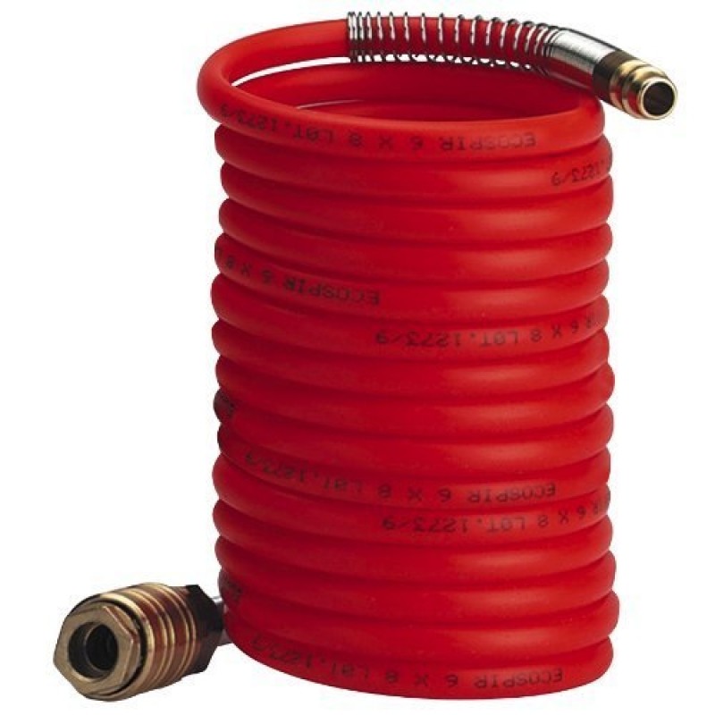 Tubo en espiral para compresor, 5 m, 8 bar, diámetro 6 mm, color rojo